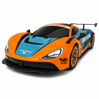 Joy Junction 1:10 Scale RC Racing Sports Car (Orange/Blue) | 2.4GHz Remote Control 1971 Racing Vehicle Series with LED Lights, High-Speed Rechargeable RC Car, Forward & Reverse, Left & Right Steering, Speed Boost, Remote Control Toy for Kids Ages