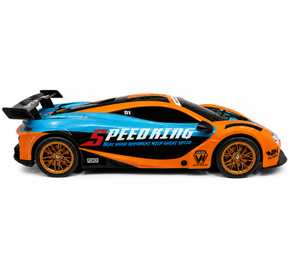 Joy Junction 1:10 Scale RC Racing Sports Car (Orange/Blue) | 2.4GHz Remote Control 1971 Racing Vehicle Series with LED Lights, High-Speed Rechargeable RC Car, Forward & Reverse, Left & Right Steering, Speed Boost, Remote Control Toy for Kids Ages