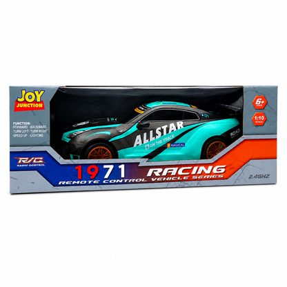 Joy Junction 1:10 Scale RC Racing Car 1971 Series | 2.4GHz Remote Control Sports Car with LED Lights, High - Speed Racing, Forward/Reverse, Left & Right Steering, Speed Boost | Rechargeable Remote Control Car for Kids Ages