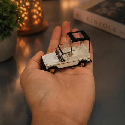 W461 Pope Edition 1:64 Scale Premium Diecast Mercedes-Benz G-Class Popemobile Model Car | Highly Detailed Collectible Miniature Display Vehicle with Transparent Display Cabin, Gold Accent Wheels, Luxury Collector Gift Box & Showcase Packaging
