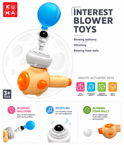Kids Breath Blower Toy with Balloon & Foam Ball Launcher | 3-in-1 Educational Oral Motor Toy for Kids 3+