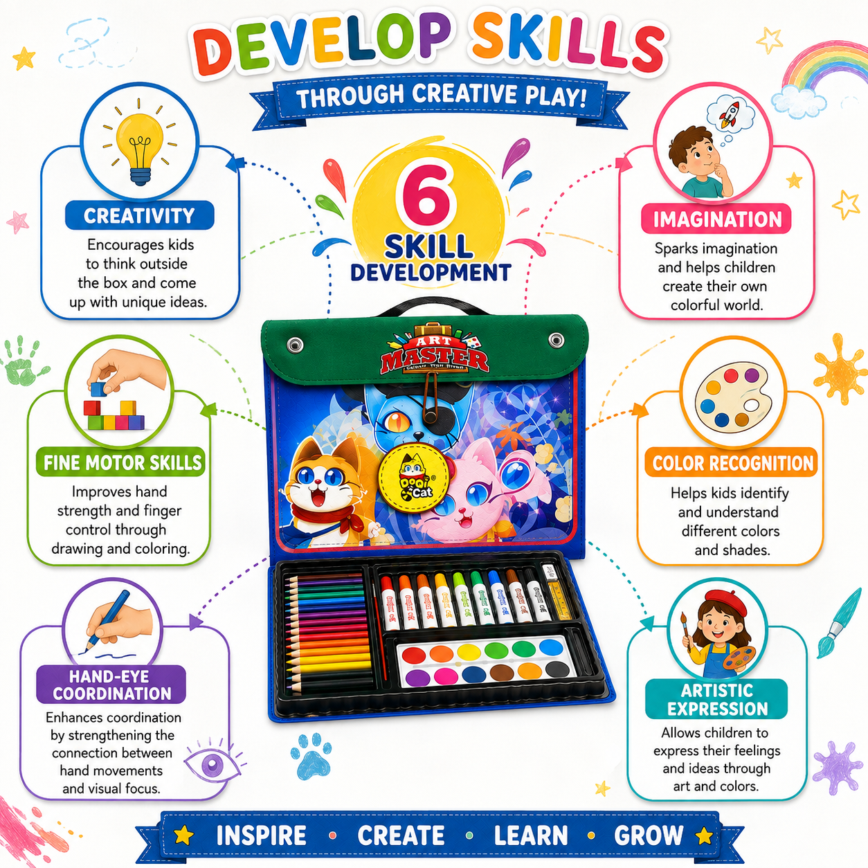 Art Master Kids Art Set | 67-Piece Drawing & Painting Kit