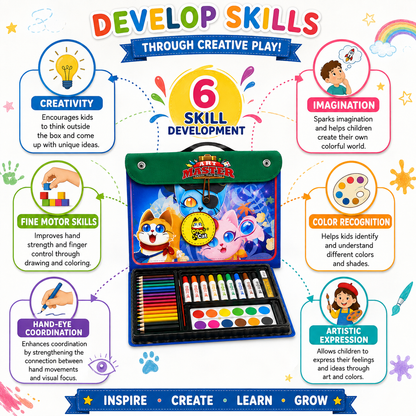 Art Master Kids Art Set | 67-Piece Drawing & Painting Kit