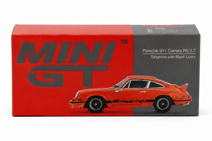 MINI GT 1:64 Porsche 911 Carrera RS 2.7 Tangerine with Black Livery Die-Cast Model Car