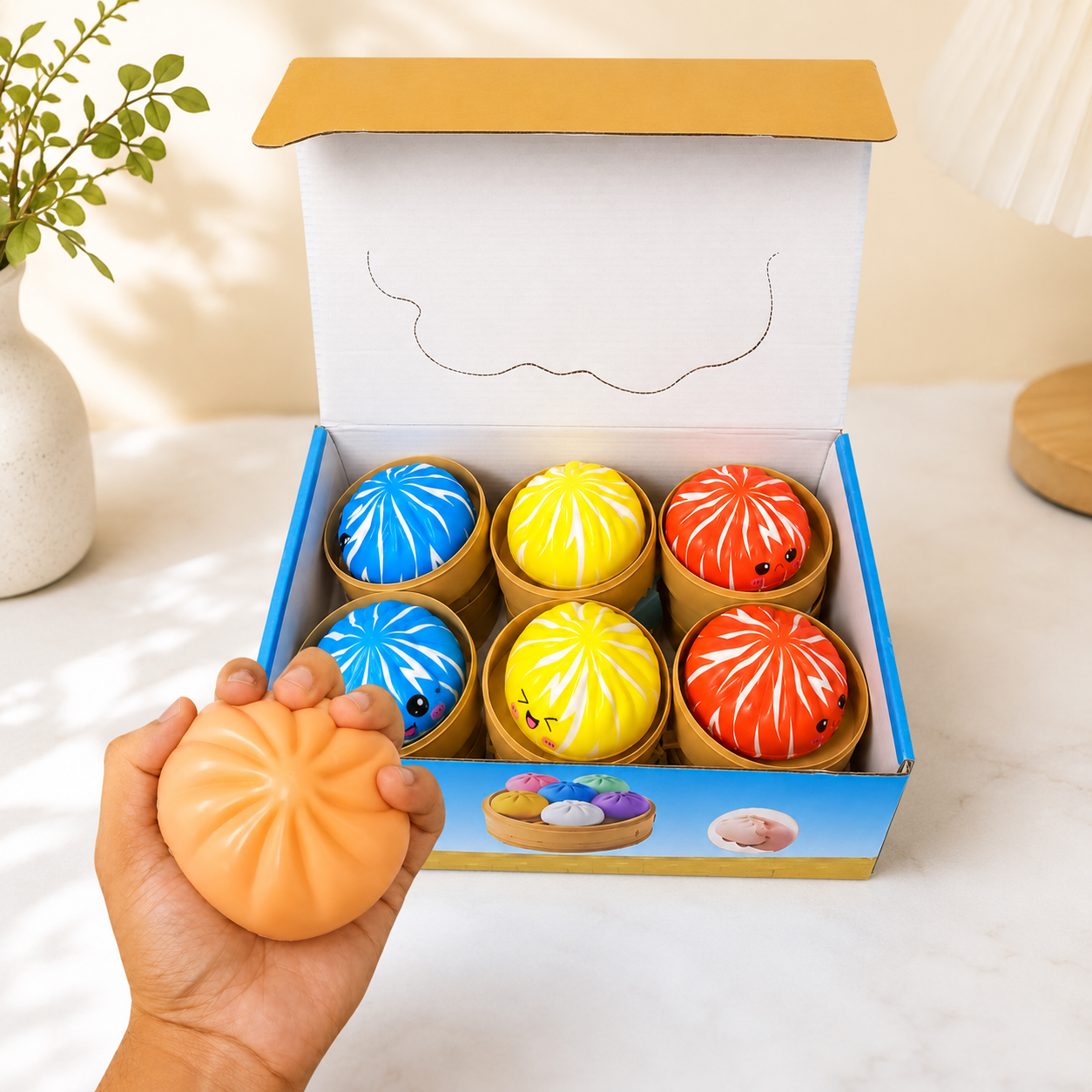 Squeezy Dumpling Momos & Rainbow Mystery Mix Squishy Toy | Slow Rising Stress Relief Squeeze Toy | Cute Collectible Surprise Design | Random 1 Piece Sent