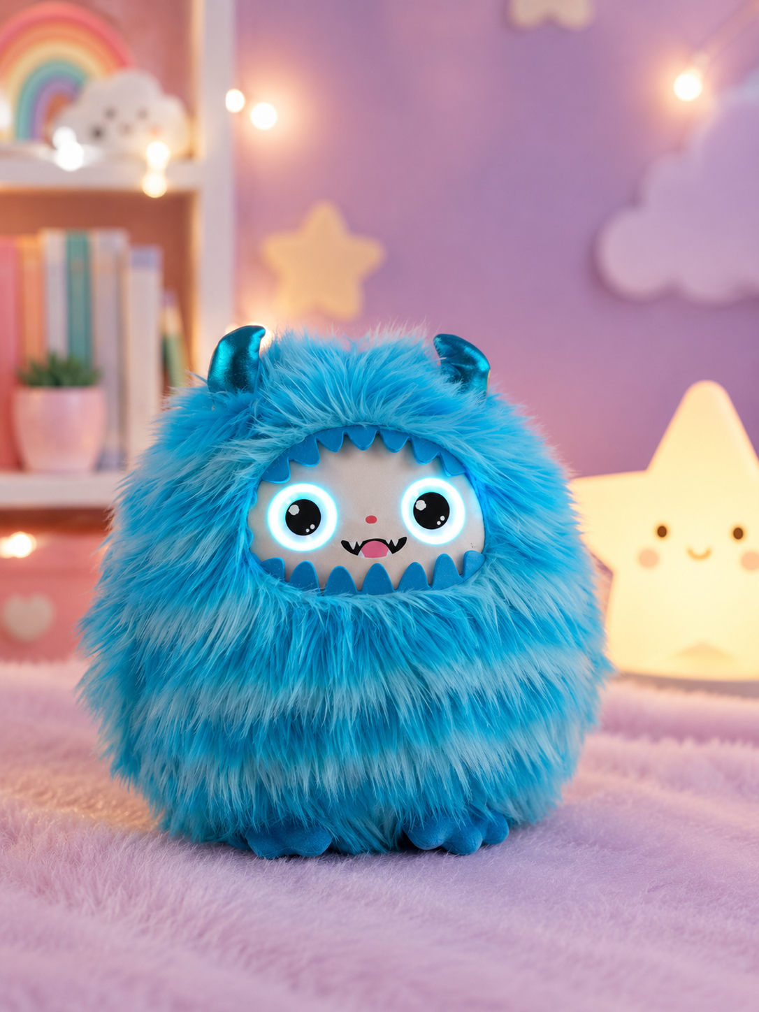 Monster Ledodo AI Interactive Plush Toy with LED Eyes | Smart AI Companion | App-Controlled Talking Plush | 9-Inch Soft Plush Robot | Intelligent Voice Interaction | Blue Monster