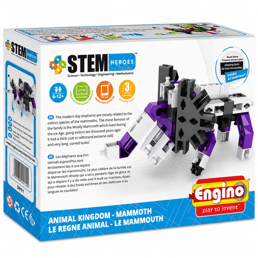 Engino STEM Heroes Animal Kingdom Mammoth Building Kit | STEM Engineering Construction Toy for Kids Age 6–12 | Educational DIY Mammoth Model | Science Learning & Creative Building Set