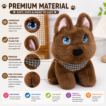 Breatoi! AI Smart Interactive Plush Dog Toy with Voice Interaction, Soft Stuffed Puppy Companion, Talking & Sound Responsive Plush Animal for Kids | Gift for Boys & Girls 3+ Years - Brown