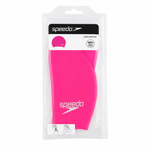 Speedo Long Hair Silicone Swim Cap | Premium Stretch Swimming Cap for Long Hair | Comfortable, Tear-Resistant & Ergonomic Fit | Adult & Youth | Pink