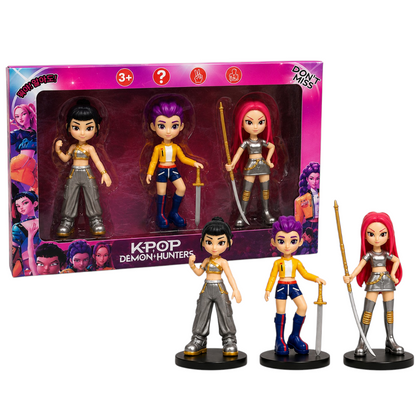 KPOP Demon Hunters Action Figure Set | 3 Collectible Anime-Style Figures with Weapons | Fantasy Character Toy Gift for Kids, Collectors & Display