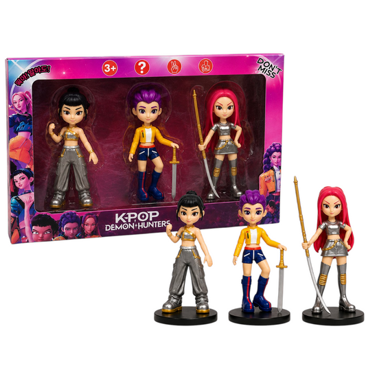 KPOP Demon Hunters Action Figure Set | 3 Collectible Anime-Style Figures with Weapons | Fantasy Character Toy Gift for Kids, Collectors & Display