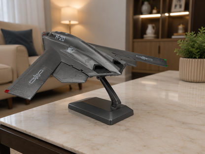 Premium 1:300 Scale H-20 Stealth Bomber Aircraft Diecast Model with Display Stand | Military Aircraft Collectible Display Model for Home & Office Decor