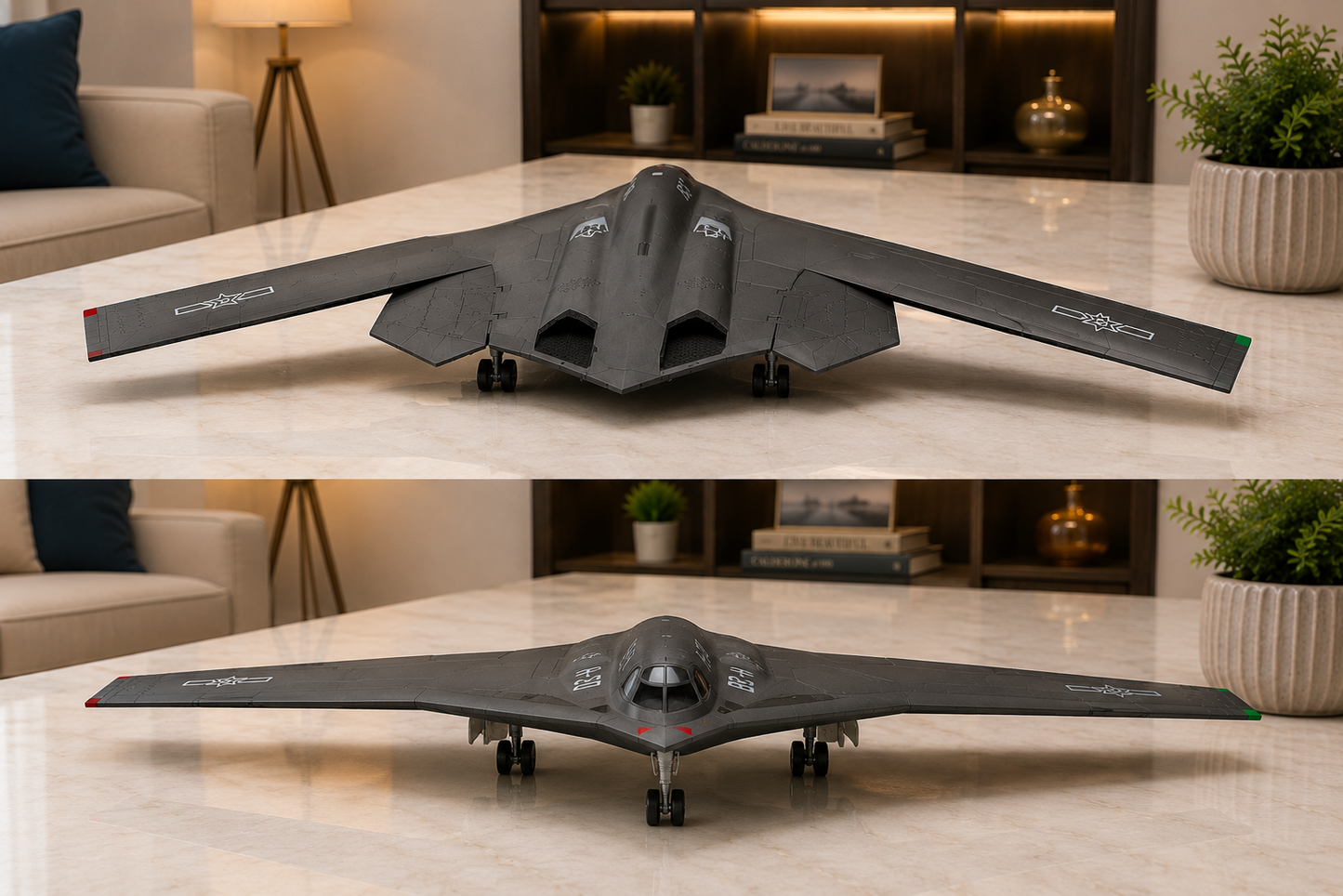 Premium 1:300 Scale H-20 Stealth Bomber Aircraft Diecast Model with Display Stand | Military Aircraft Collectible Display Model for Home & Office Decor