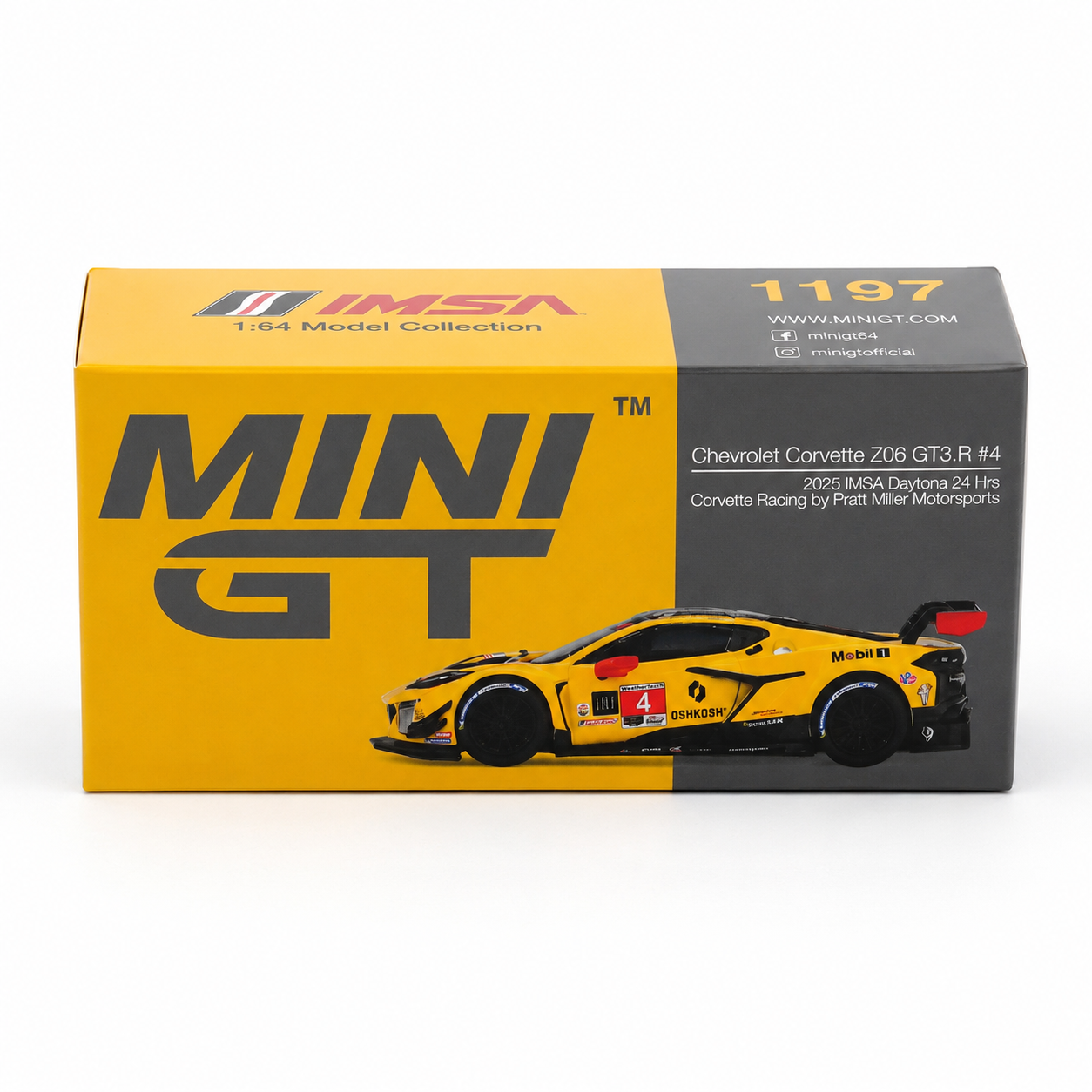 MINI GT 1:64 Chevrolet Corvette Z06 GT3.R #4 2025 IMSA Daytona 24 Hrs | Corvette Racing by Pratt Miller Motorsports | MGT01197 | BGX
