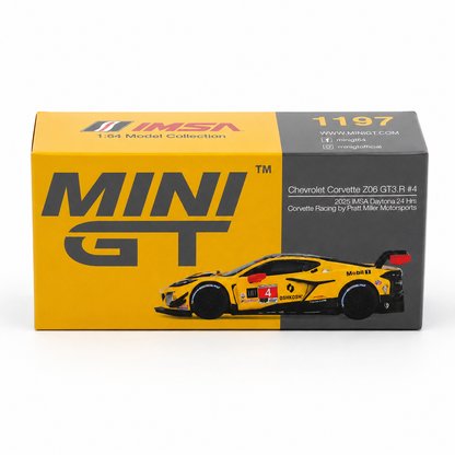 MINI GT 1:64 Chevrolet Corvette Z06 GT3.R #4 2025 IMSA Daytona 24 Hrs | Corvette Racing by Pratt Miller Motorsports | MGT01197 | BGX