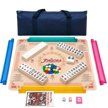 Breatoi American Mahjong Set with Carry Case & Playing Mat | 166 Premium Tiles, 4 Tile Racks, Chips, Dice & Wind Indicator | Complete American Mahjong Game Set
