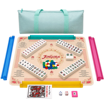 Breatoi American Mahjong Set with Carry Case & Playing Mat | 166 Premium Tiles, 4 Tile Racks, Chips, Dice & Wind Indicator | Complete American Mahjong Game Set