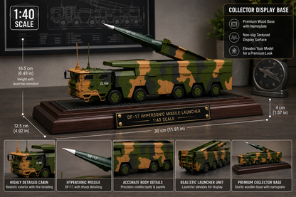 Premium 1:40 Scale DF-17 Hypersonic Missile Launcher Military Vehicle Model with Display Base & Collector Box | Static Display Collectible