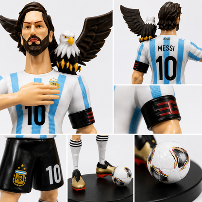 Lionel Messi No. 10 Football Collectible Figure with Eagle, Football & Display Base | Argentina Style Soccer Display Model