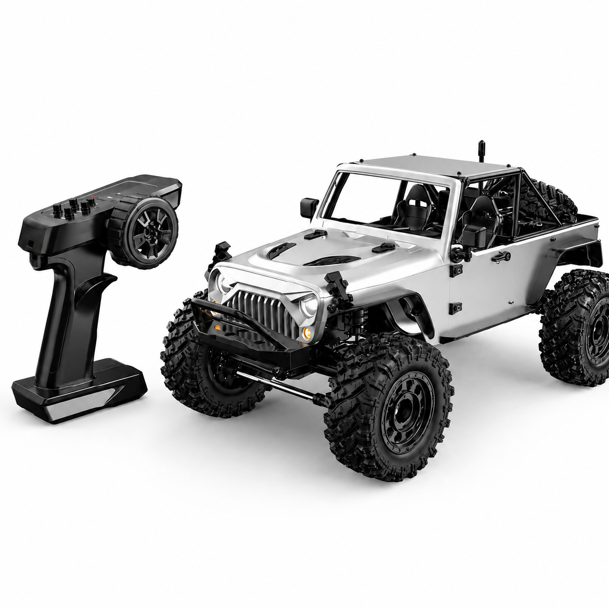 MJX R/C H12Y+ 1/12 Scale 4WD Brushless RC Rock Crawler | High-Torque 3650 BLDC Motor, Aluminium Body, All-Terrain Off-Road Remote Control Truck with 2.4GHz Radio System for Adults (Silver)