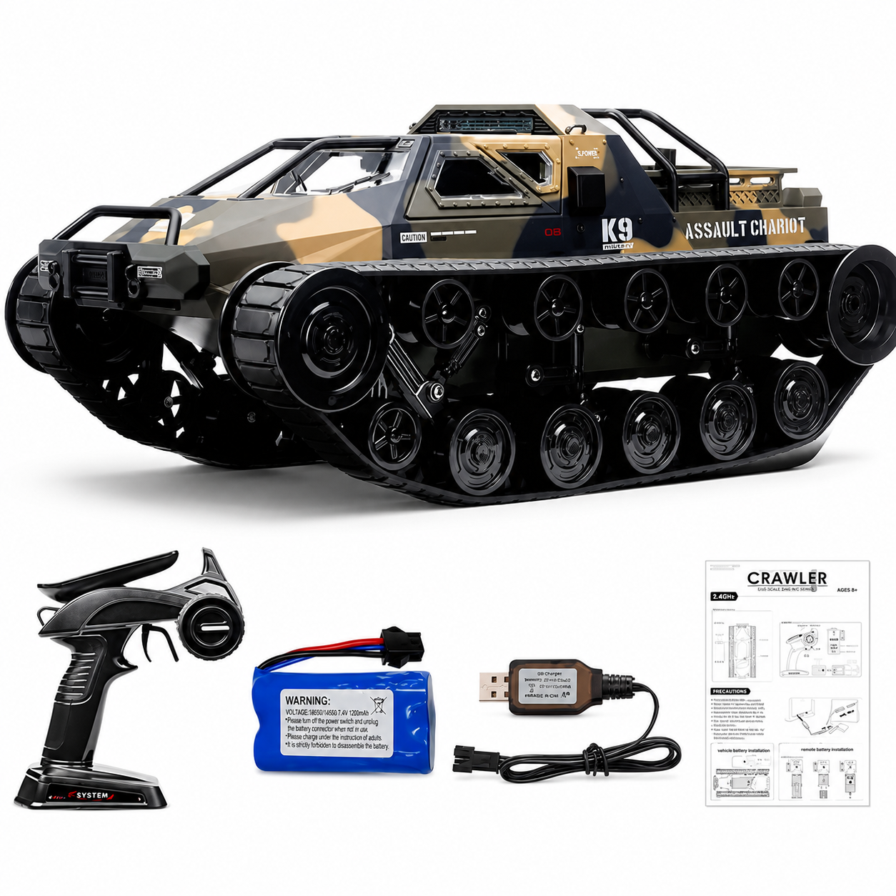 1/12 Scale C8812 MAX RC Tracked Off-Road Vehicle | 360° Rotation, Dual Flow Gearbox, Openable Doors, LED Lights, Hobby Grade Radio Control Tank Crawler with 2.4GHz Remote for Adults