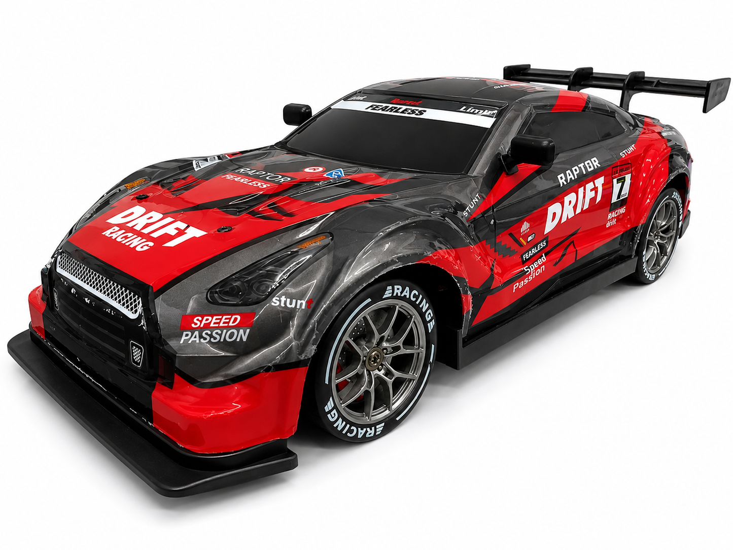 4WD High-Speed RC Drift Car with 2.4GHz Remote | 4x4 Four Wheel Drive | 7.4V Rechargeable Battery | LED Lights | Racing Tires | Ready to Run Drift Red Car for Kids & Adults