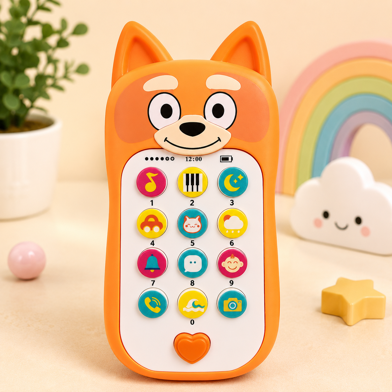 Cute Puppy Musical Toy Phone for Kids | Interactive Learning Mobile Phone with Lights, Sounds & Educational Buttons | Assorted Colours