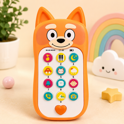 Cute Puppy Musical Toy Phone for Kids | Interactive Learning Mobile Phone with Lights, Sounds & Educational Buttons | Assorted Colours