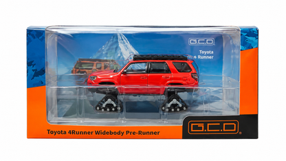 GCD 1:64 Toyota 4Runner Widebody Pre-Runner Red 1:64 Diecast Model Car with Snow Tracks & Roof Rack