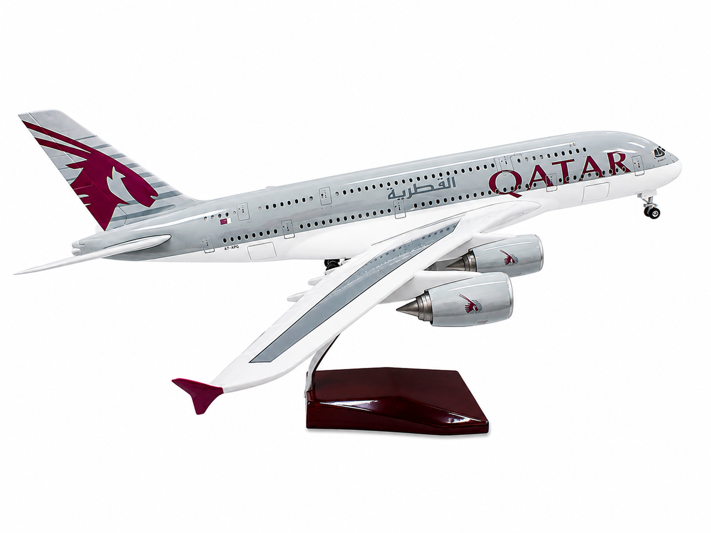 Qatar Airbus A380 1:160 Scale Diecast Aeroplane Display Model with LED Light | Premium Aircraft Replica with Display Stand