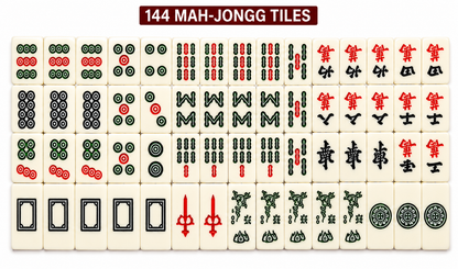 Premium Mah-Jongg Set with 144 Tiles, 2 Dice, 2 Pushers/Racks & Carry Case | Traditional Chinese Mahjong Game for 4 Players