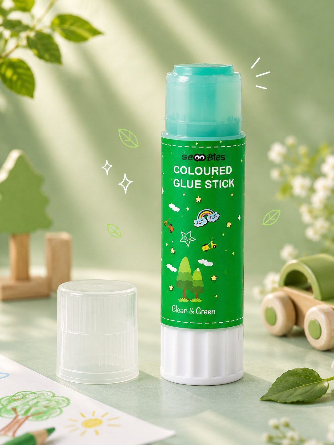 Scoobies Coloured Glue Stick 15g – Non-Toxic Washable Craft Glue Stick for School, Art & DIY Projects (1 Piece)