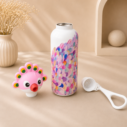AFRESH 365 Animal Head Collection Pink Peacock Stainless Steel Vacuum Insulated Water Bottle 560ml (19oz) with Tea Infuser Filter