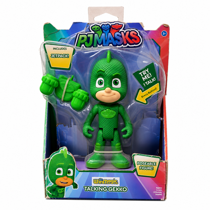 (Damaged Box) PJ Masks Talking Gekko Action Figure with Jetpack 6inch | Interactive Poseable Superhero Toy for Kids 3+