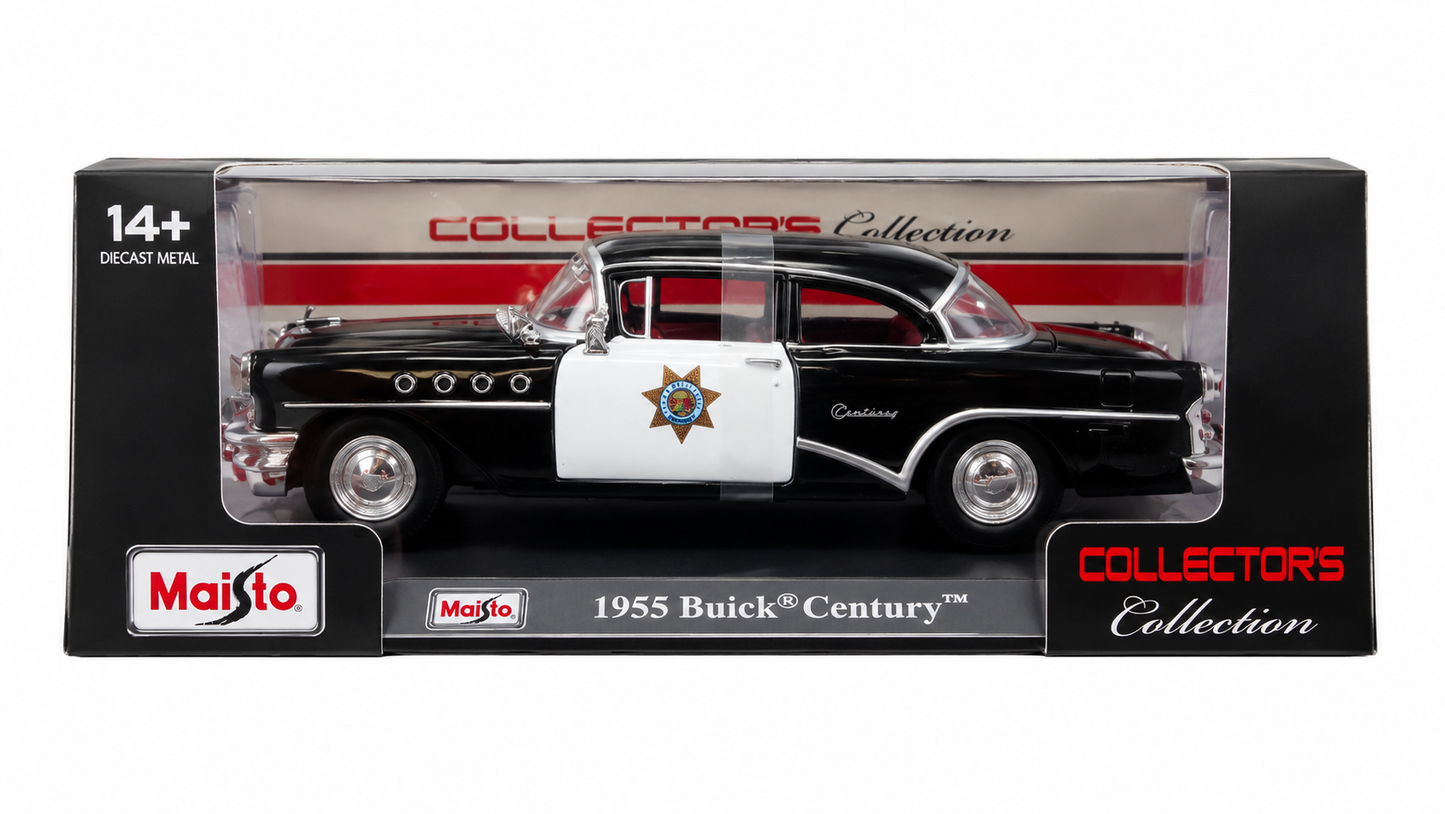 Maisto 1955 Buick Century Police Car 1:24 Die-Cast Model | Collector's Collection | Classic Die-Cast Replica