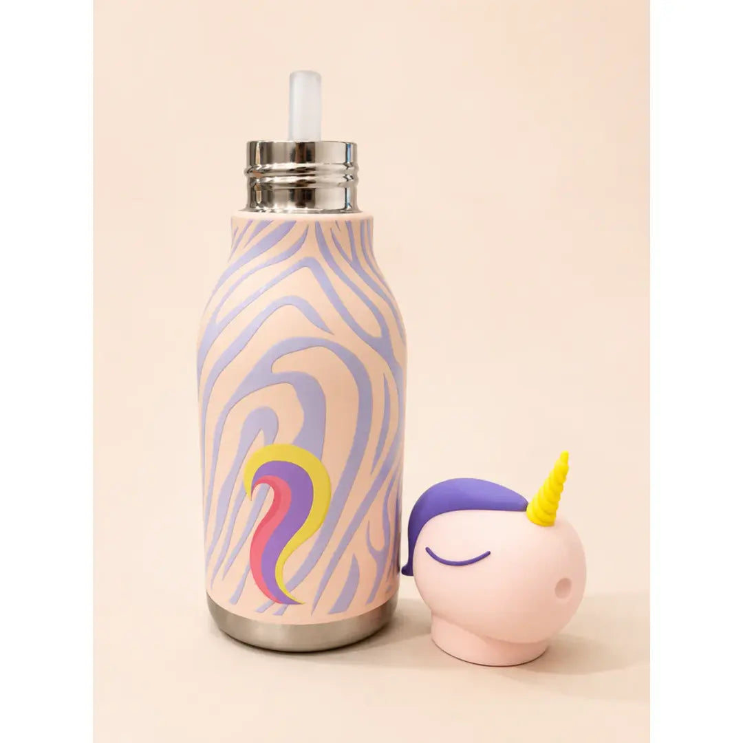 AFRESH 365 Unicorn Stainless Steel Vacuum Insulated Water Bottle 450ml (16oz) with Straw & Cleaning Brush iN 2 Design Variants