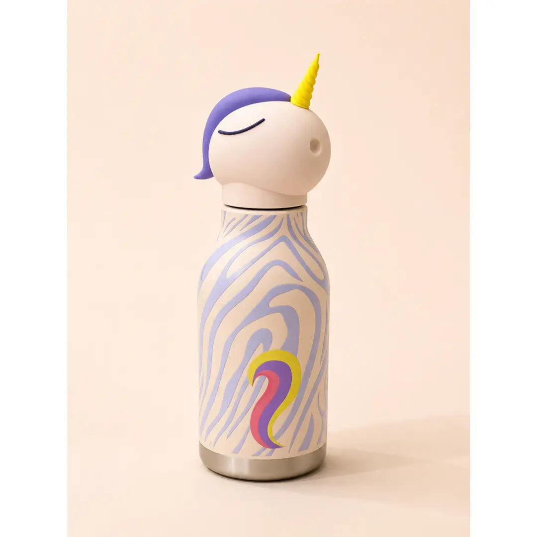 AFRESH 365 Unicorn Stainless Steel Vacuum Insulated Water Bottle 450ml (16oz) with Straw & Cleaning Brush iN 2 Design Variants