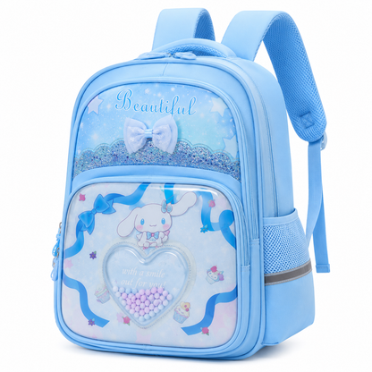 Stylish School Backpack for Girls – Cartoon Print Water-Resistant School Bag for Kids 8–12 Years (41 x 32 x 15 cm)