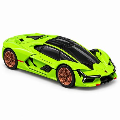 Bburago 1:64 Lamborghini Terzo Millennio Die-Cast Collectible | Metal Miniature Futuristic Concept Supercar with Bronze Wheels & Display Stand – Green, Ages 14+