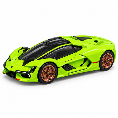 Bburago 1:64 Lamborghini Terzo Millennio Die-Cast Collectible | Metal Miniature Futuristic Concept Supercar with Bronze Wheels & Display Stand – Green, Ages 14+