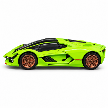 Bburago 1:64 Lamborghini Terzo Millennio Die-Cast Collectible | Metal Miniature Futuristic Concept Supercar with Bronze Wheels & Display Stand – Green, Ages 14+