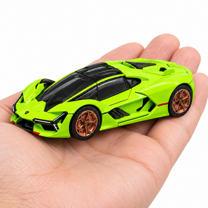 Bburago 1:64 Lamborghini Terzo Millennio Die-Cast Collectible | Metal Miniature Futuristic Concept Supercar with Bronze Wheels & Display Stand – Green, Ages 14+