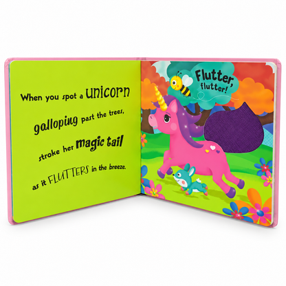 Bookoli Sweet and Sparkly Unicorns Touch-and-Feel Sensory Board Book for Babies & Toddlers – (Unused with Minor Dust), Marks & Shelf Wear