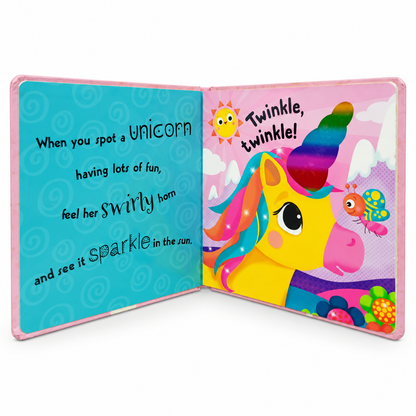 Bookoli Sweet and Sparkly Unicorns Touch-and-Feel Sensory Board Book for Babies & Toddlers – (Unused with Minor Dust), Marks & Shelf Wear