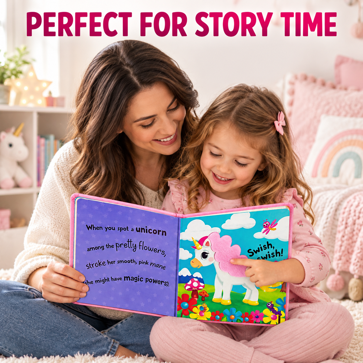 Bookoli Sweet and Sparkly Unicorns Touch-and-Feel Sensory Board Book for Babies & Toddlers – (Unused with Minor Dust), Marks & Shelf Wear