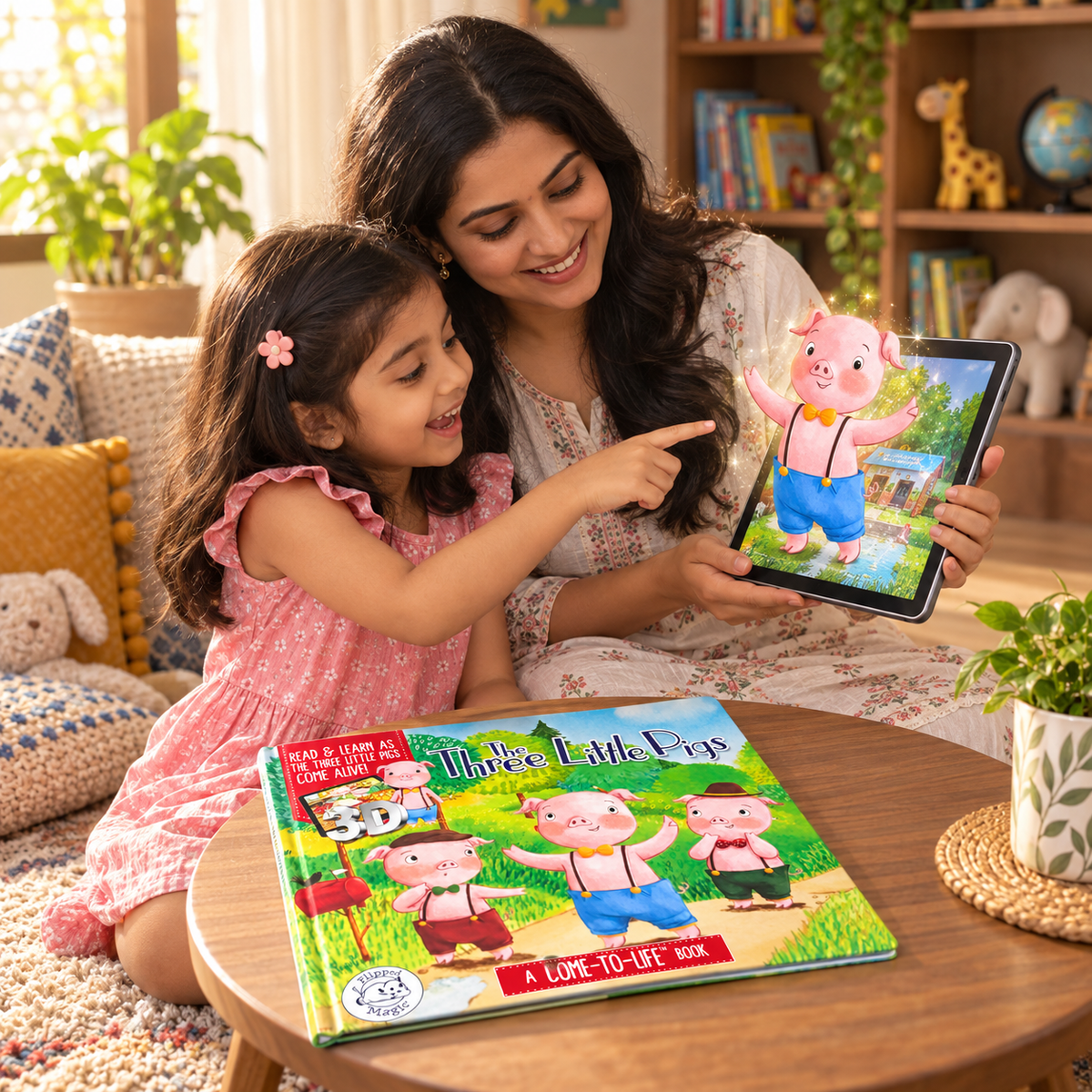 Flipped Magic The Three Little Pigs 3D Come-to-Life Interactive Story Book with Free App – Read, Learn & Enjoy Augmented Reality Fairy-Tale Adventures for Kids