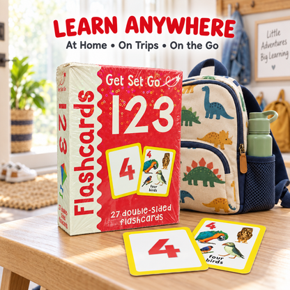 Get Set Go 123 Number Flash Cards for Kids – 27 Double-Sided Early Learning Educational Flashcards for Counting, Number & Picture Recognition