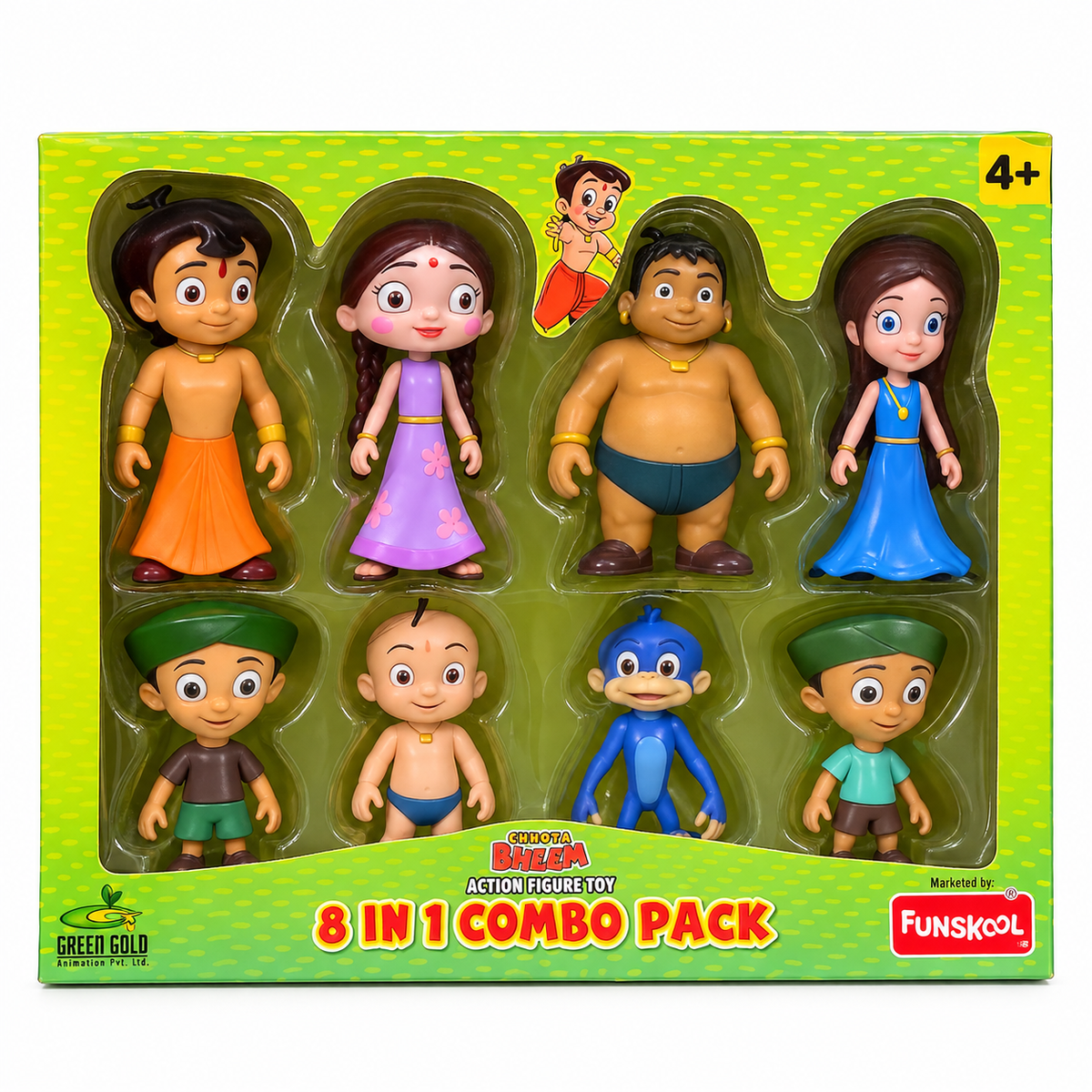 Funskool Chhota Bheem 8-in-1 Character Figure Set | Kids Toy Set with Chhota Bheem & Friends | Collectible Figures for Boys & Girls Age 4+
