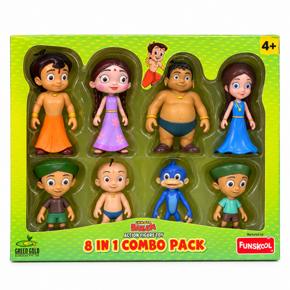 Funskool Chhota Bheem 8-in-1 Character Figure Set | Kids Toy Set with Chhota Bheem & Friends | Collectible Figures for Boys & Girls Age 4+