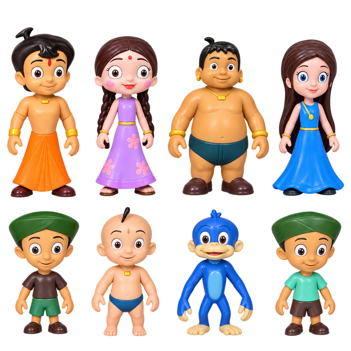 Funskool Chhota Bheem 8-in-1 Character Figure Set | Kids Toy Set with Chhota Bheem & Friends | Collectible Figures for Boys & Girls Age 4+